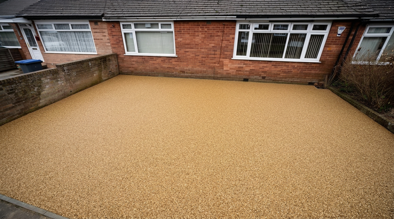 After: a honey-gold resin-bound driveway by MB Resin in Sunderland