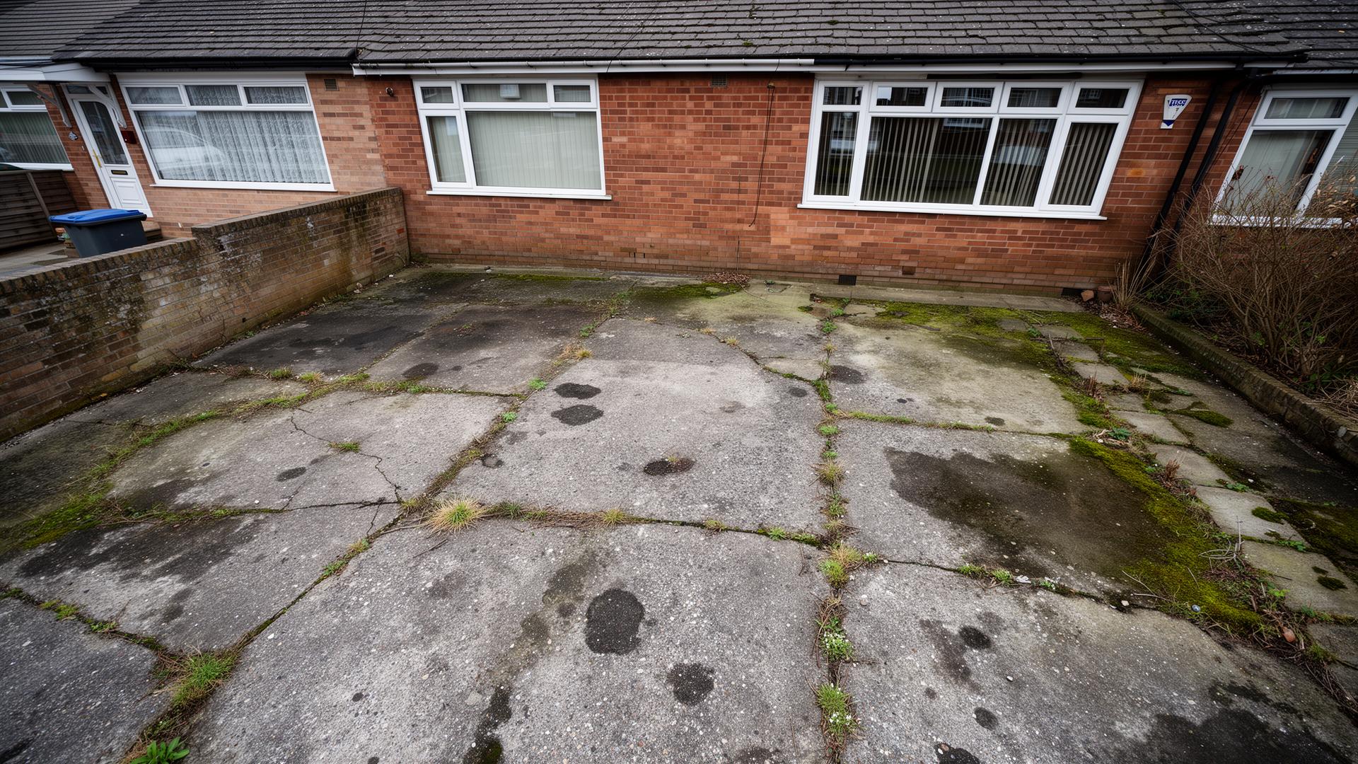 Before: a cracked, weed-covered concrete driveway in Sunderland
